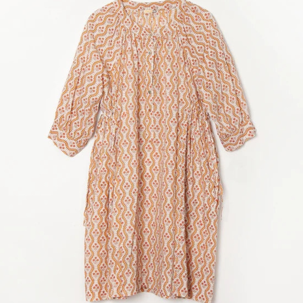 MATTA Shireen Ayda Shirred Dress in Bark Size Small